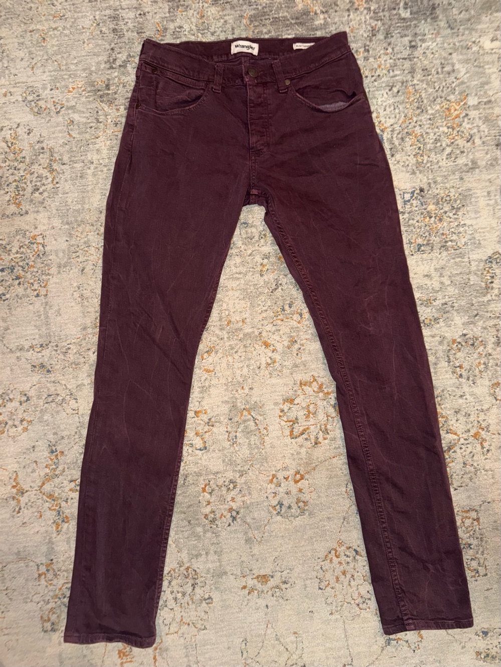 Wrangler Men’s Skinny Jeans in Deep Burgundy 30x32